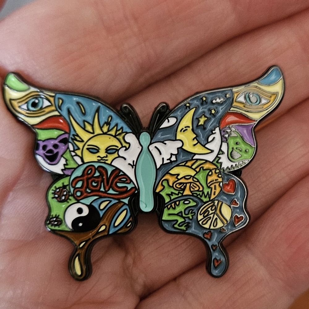 Grateful Dead Butterfly Enamel Pin Brooch